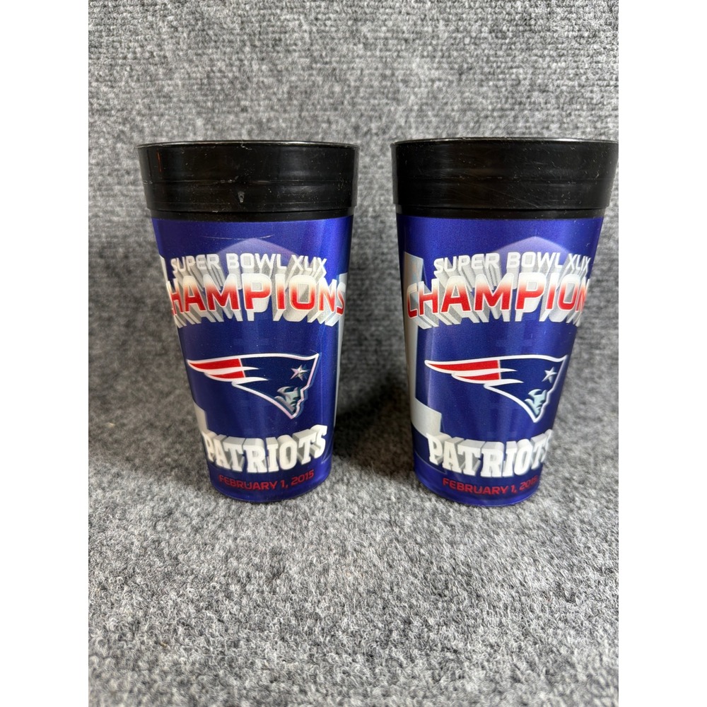 New England Patriots Super Bowl XLIX Champions 2014 Plastic Cups Set of 2